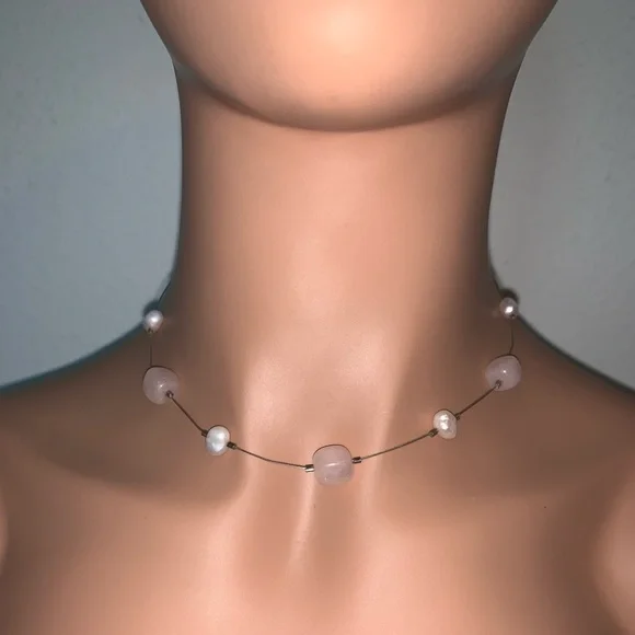 Silpada Vintage Sterling *Rose Quartz & Pearl Necklace - Picture 1 of 8